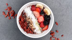 Goji-Frühstücksbowl mit Beeren Goji-Frühstücksbowl mit Beeren