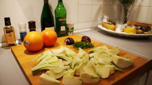 Fenchel fuers Braten geschnitten.