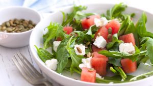 Rucola Wassermelone Salat mit Feta