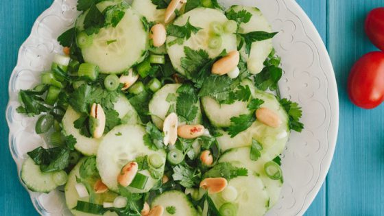 Cucumber salad with peanuts and cilantro