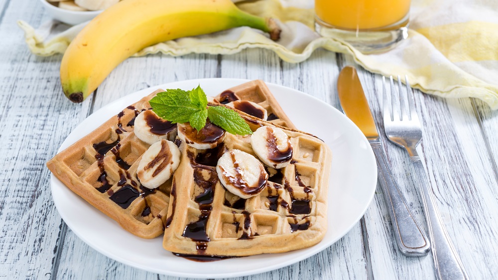 Bananen-Waffeln mit Nuss-Nougat-Creme • Koch-Mit