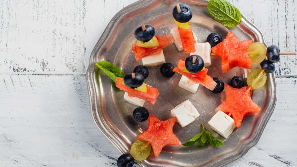 Fingerfood, Spieße mit Melone und Käse