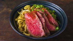 Ramen Soup with Wagyu Beef Filet in Bowl