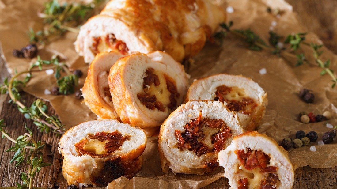 Hähnchenrouladen gefüllt mit getrockneten Tomaten • Koch-Mit