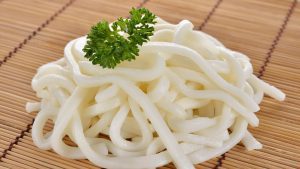 Japanese noodle, Udon on wooden mat