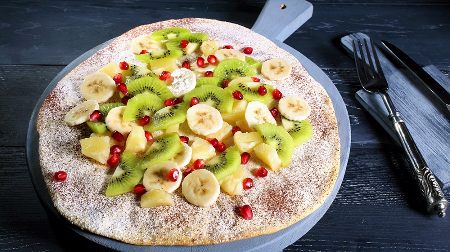 Süß: Pizza Dolce mit Obst