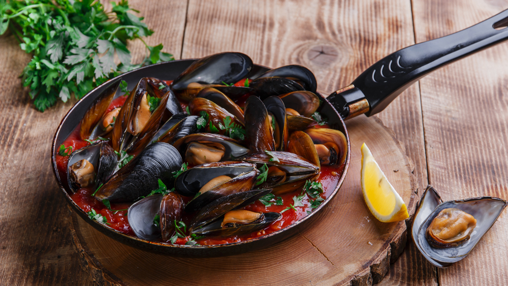 Miesmuscheln in Tomatensauce