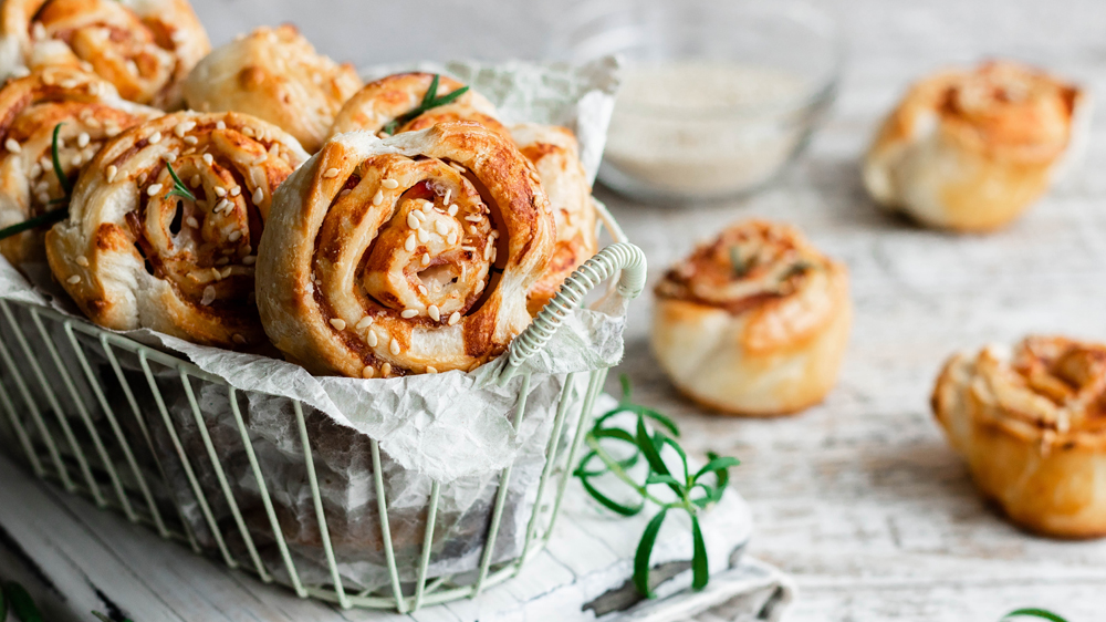 Pizzaschnecken mit Blätterteig