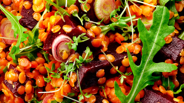 rote linsen salat mit roter beete